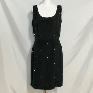 Paul Alexander Black Classic Silk Dress with Pearl Accents Size 12